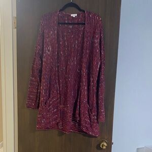 J Jill Burgundy Open-Front Cardigan